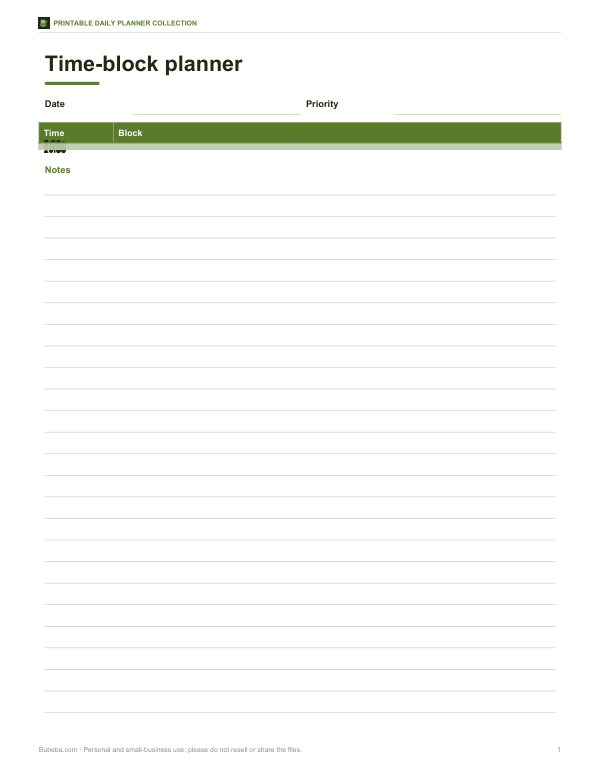 Preview of Printable 30-Minute Time-Block Planner