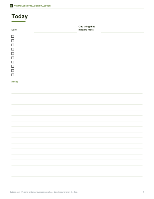 Preview of Printable Minimalist Daily Planner Page